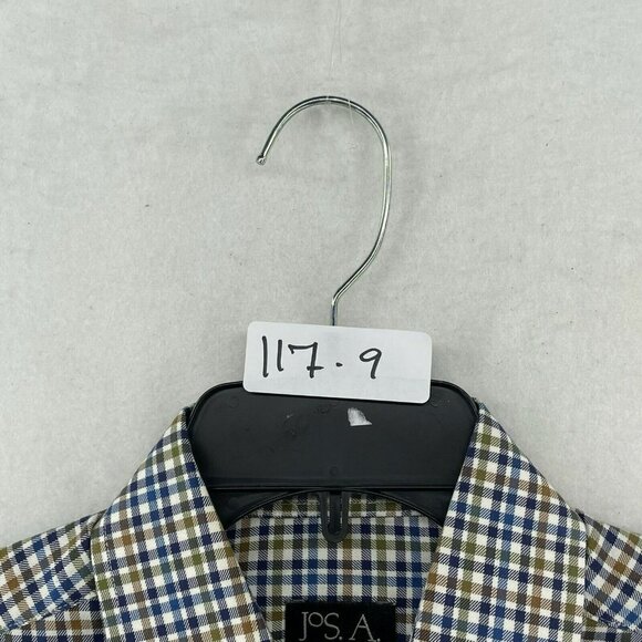 Jos. A. Bank Button-Up Shirt Mens Sz S Blue Brown Gingham Collared Tailored Fit - Picture 11 of 11
